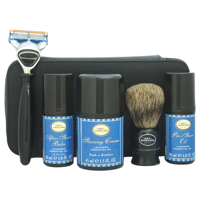 Lavender 7 Pc Shaving Travel Kit with Leather Case B5672