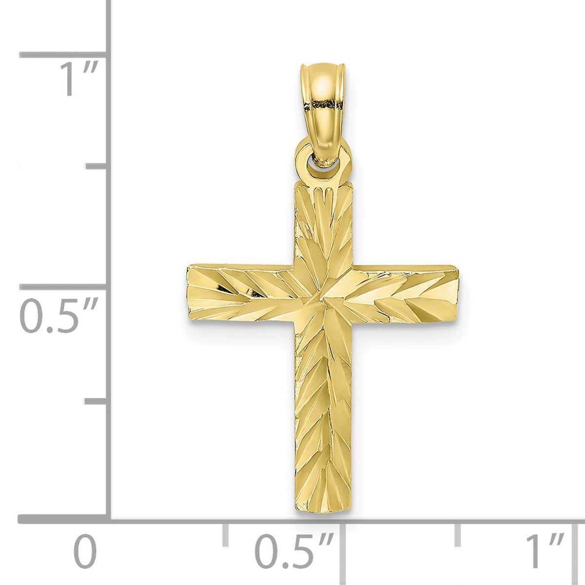 10K Yellow Gold Diamond-Cut Cross Pendant Charm with 14K Yellow Gold Rope Chain Necklace 18'' J47281
