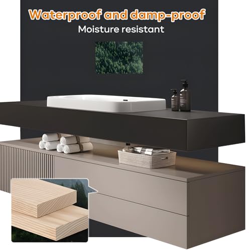 Solid Wood Wall Mounted Bathroom Vanity with Sink and LED Mirror, 36" S57784