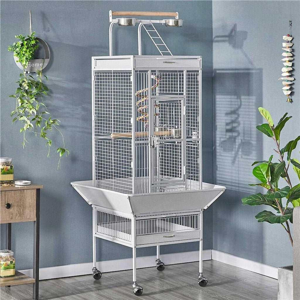 Rolling Metal Parrot Cage with Playtop H22818