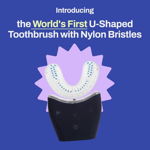 U Shaped Electric Toothbrush with 360° Nylon Bristles, 3 Cleaning Modes, Rechargeable, Waterproof, Black Y117