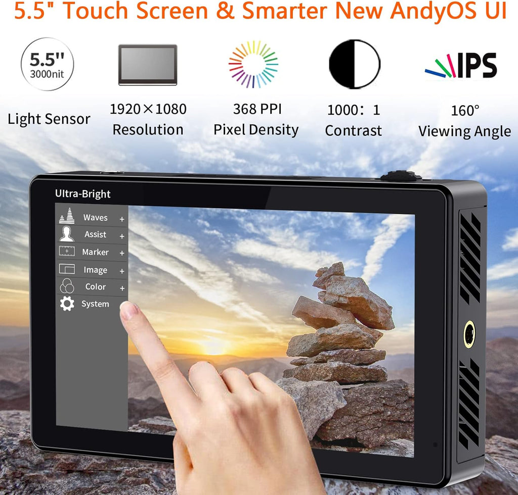 5.5 Inch Touchscreen Camera Field Monitor with Battery and Charger O541171
