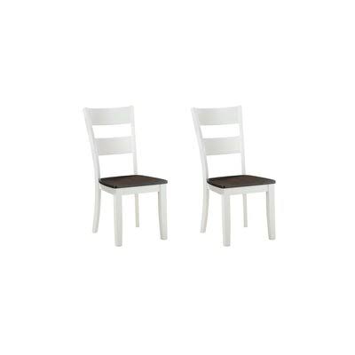Solid Wood Ladder Back Side Chair in White/Black Y75396