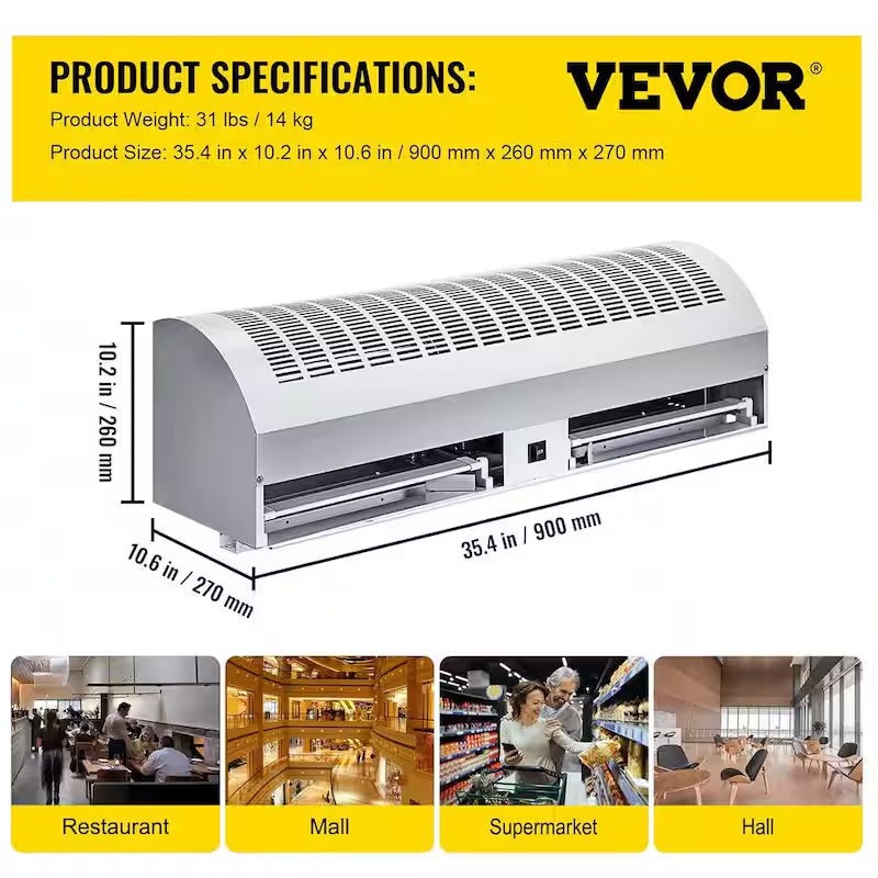 White 2-Speed Air Curtain Wall Fan B5950