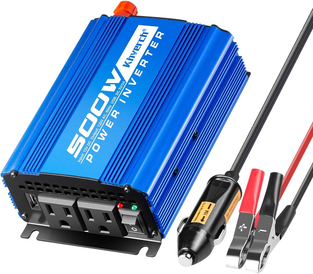 Pure Sine Wave Inverter 1000W DC 12V to AC 110 V with Dual AC Outlets & 2A USB Ports J92264