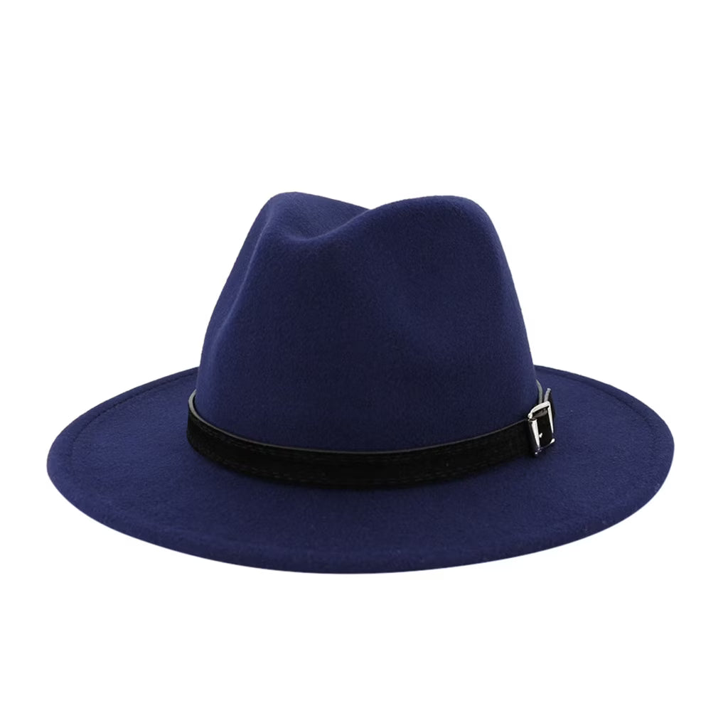 Vintage Wide Hat with Belt Buckle Adjustable Outback Hat T6789