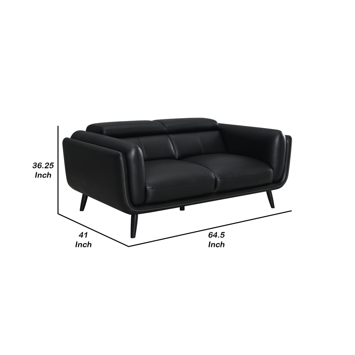 Black Faux Leather Loveseat V8731