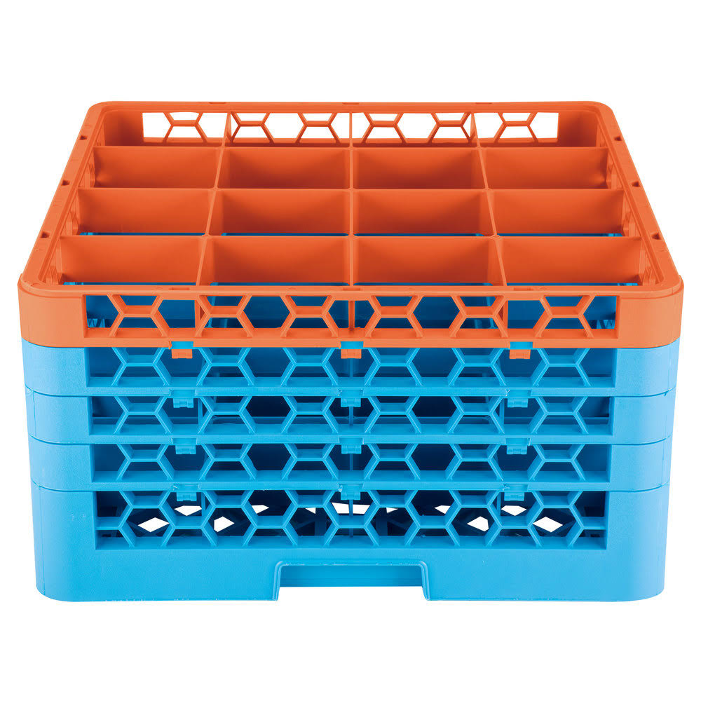 16 Compartment Orange Glass Rack with 4 Extenders K22577
