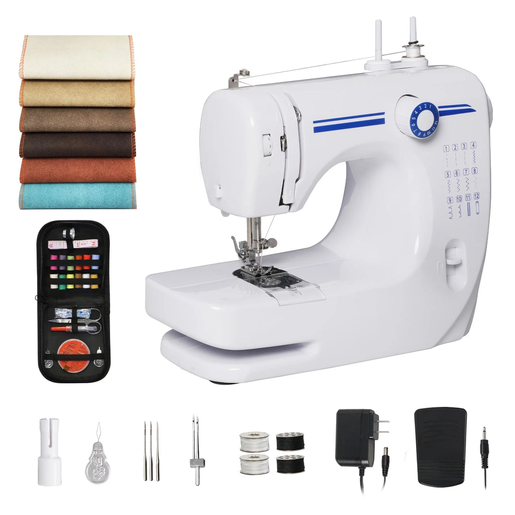 Portable Mini Sewing Machine, Blue, 12 Built-in Stitches B868670