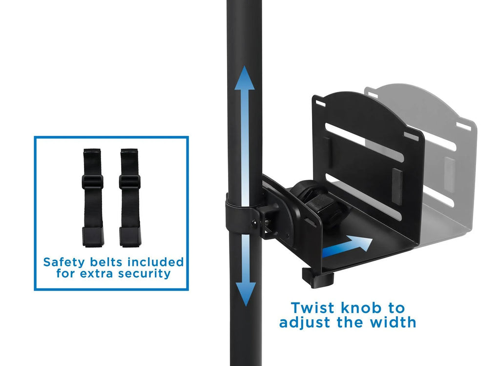 Black Mobile Cart with Monitor Mount and CPU Holder E2800
