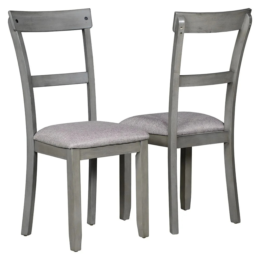 5-Piece Wooden Dining Table Set with 4 Chairs Grey U78796