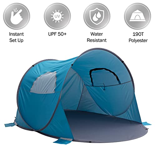 Blue Pop Up Beach Tent Sun Shelter with UV Protection O263