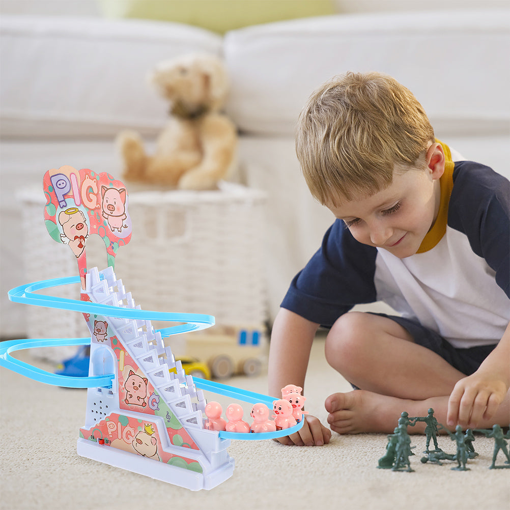 Piggy Sliding Toys Electric Piggy Climbing Stairs Tracks Slide Toy M92742