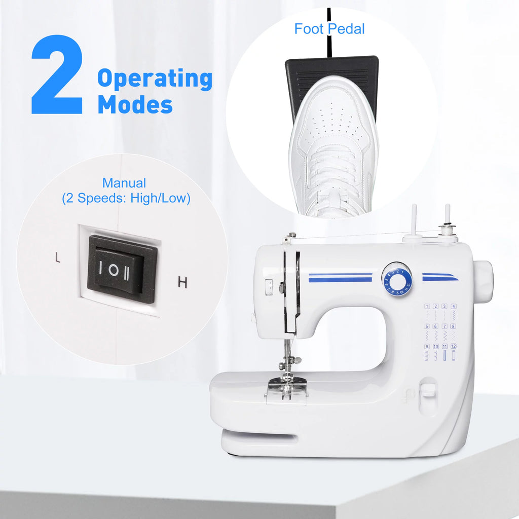Portable Mini Sewing Machine, Blue, 12 Built-in Stitches B868670