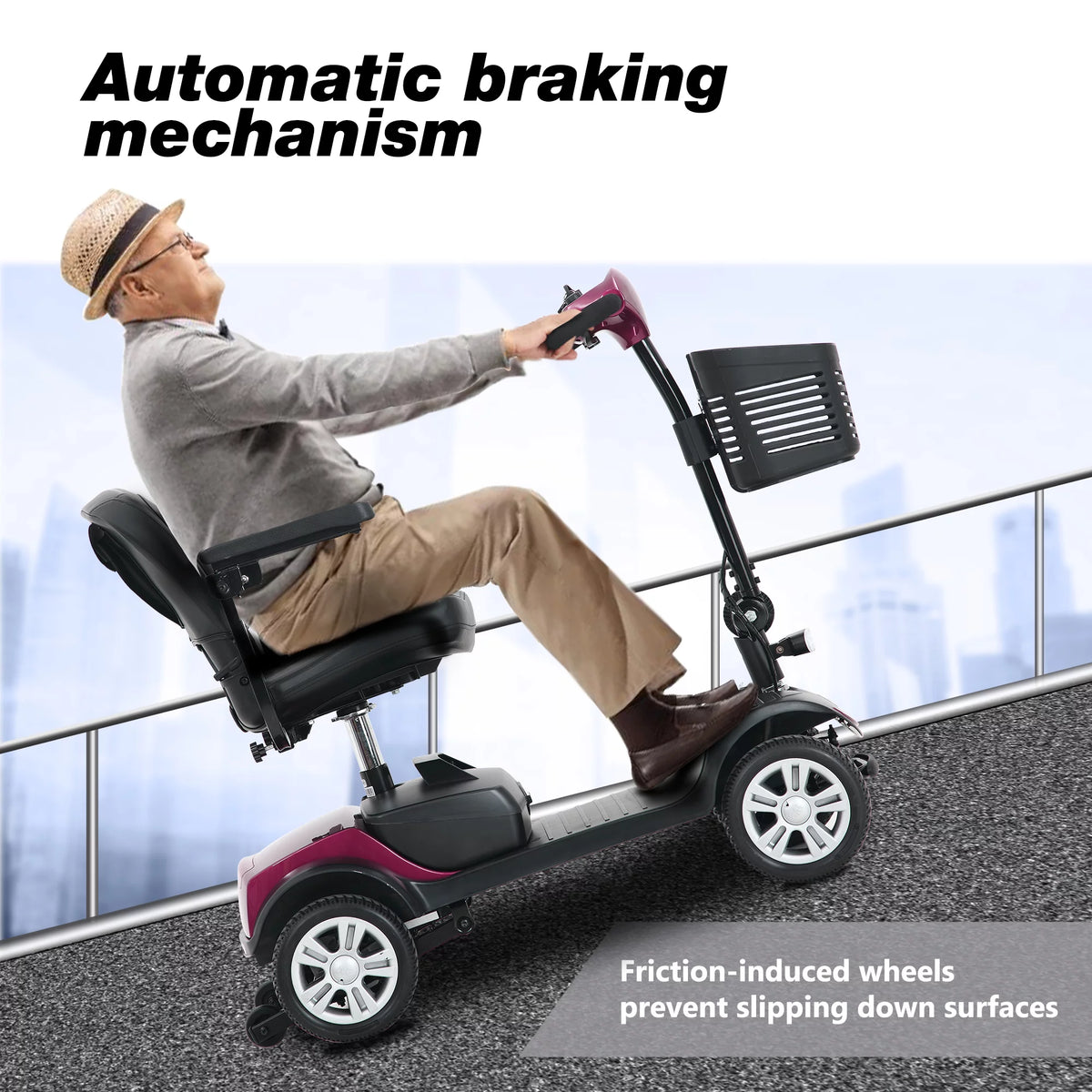 4 Wheels Compact Folding Mobility Scooter with Swivel Seat O206580