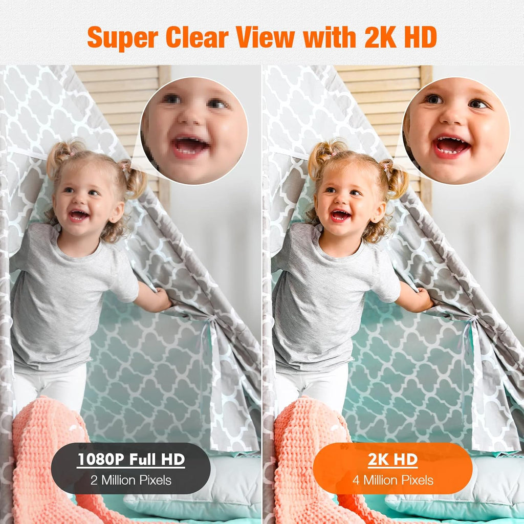 2K Indoor Baby Monitor Camera with Motion Detection, Two-Way Audio, IR Night Vision, Pack of 2 G91704