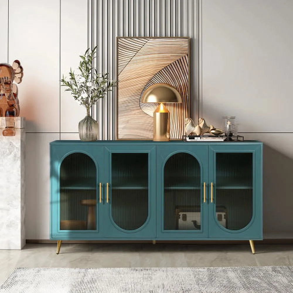 Antique Blue Wood TV Stand with Storage Cabinet M18098