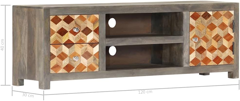 Gray TV Cabinet Solid Mango Wood J6613