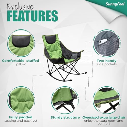 Oversized Padded Rocking Camping Chair with Side Pocket N371954