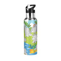 Gray Dinosaurs Stainless Steel Water Bottle with Straw Lid 20 OZ V479610