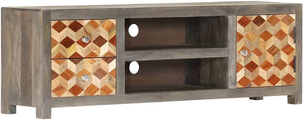 Gray TV Cabinet Solid Mango Wood J6613