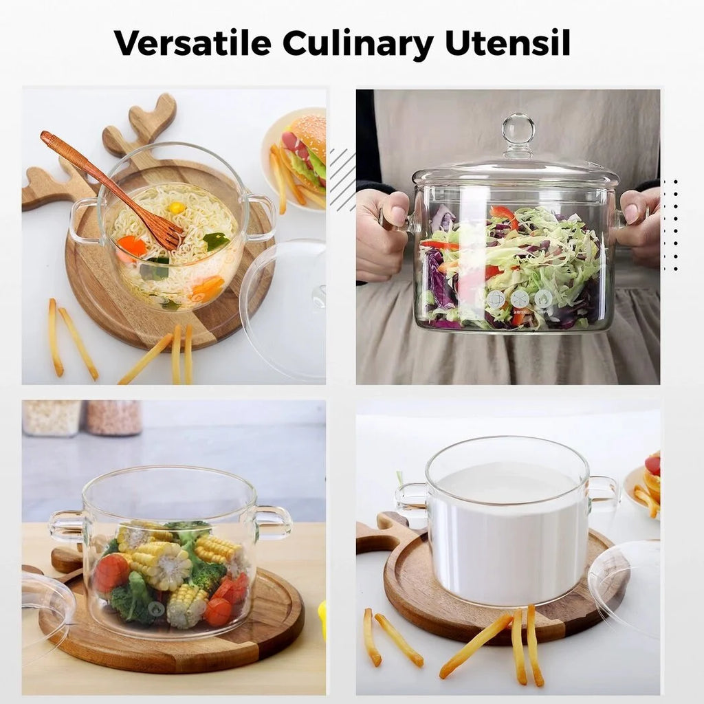 64oz High Borosilicate Glass Saucepan with Lid A62651