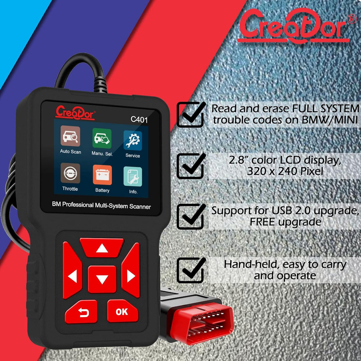 OBD2 Scanner with Battery Registration Diagnostic Scan Tool Pack of 2 I614304