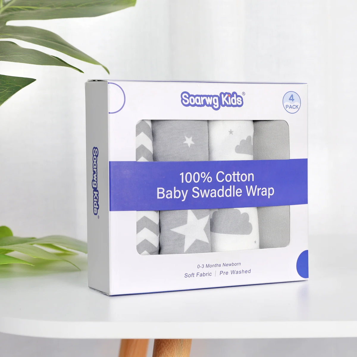 Organic Cotton Swaddle Blankets 4-Pack N416
