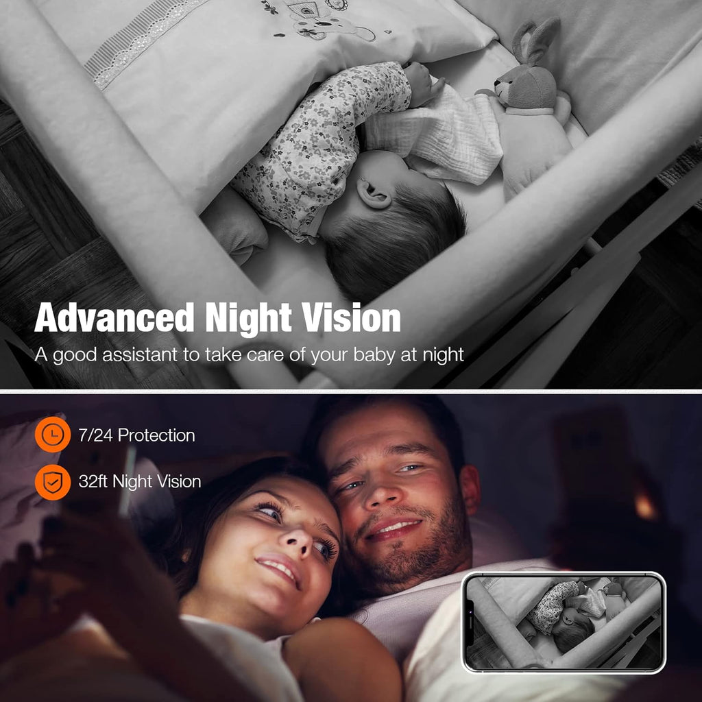 2K Indoor Baby Monitor Camera with Motion Detection, Two-Way Audio, IR Night Vision, Pack of 2 G91704