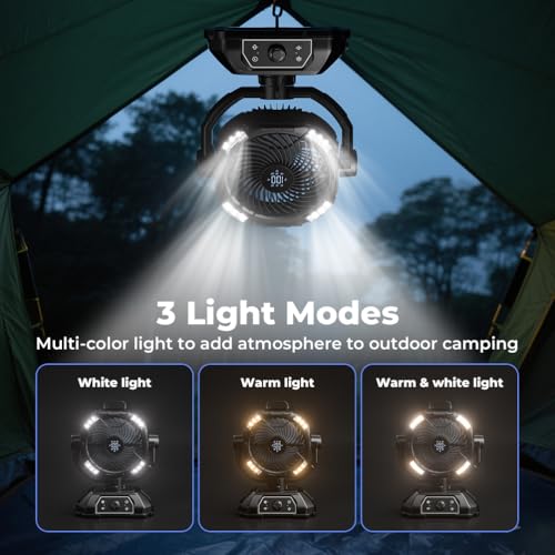Rechargeable Camping Fan 30000mAh with RGB Lantern F35997