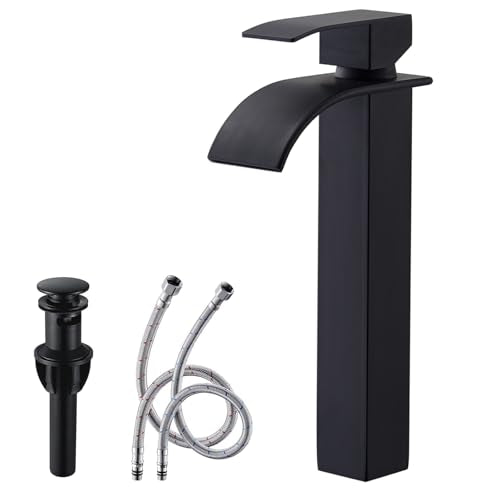 Brushed Nickel Waterfall Single Handle Bathroom Sink Faucet with Pop-up Drain I843