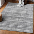Machine Washable Printed Moroccan Stripe Gray Recycled Fiber Area Rug G686786