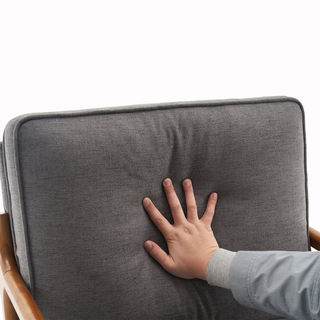 Fabric Single Sofa with Wood Legs (Gray) Q281