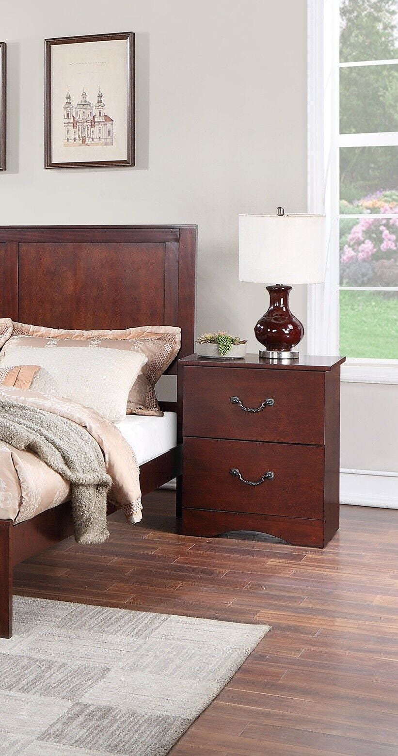 3pc Queen Size Wooden Bed Set with 2 Nightstands G283255