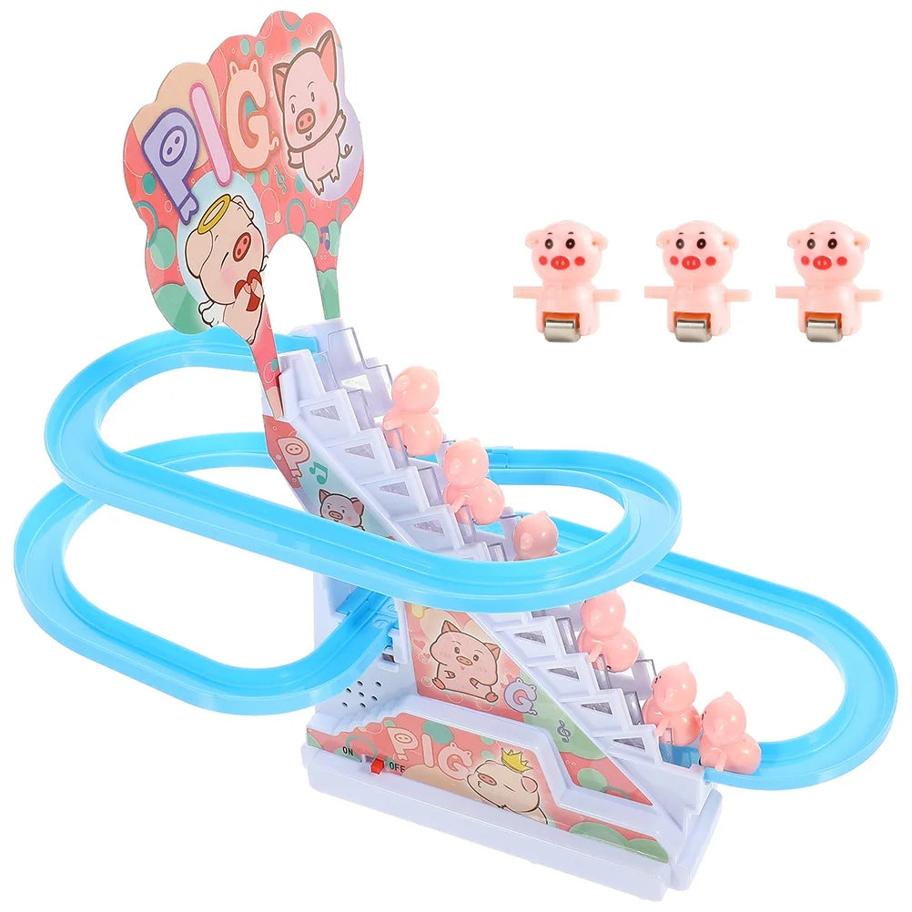 Piggy Sliding Toys Electric Piggy Climbing Stairs Tracks Slide Toy M92742