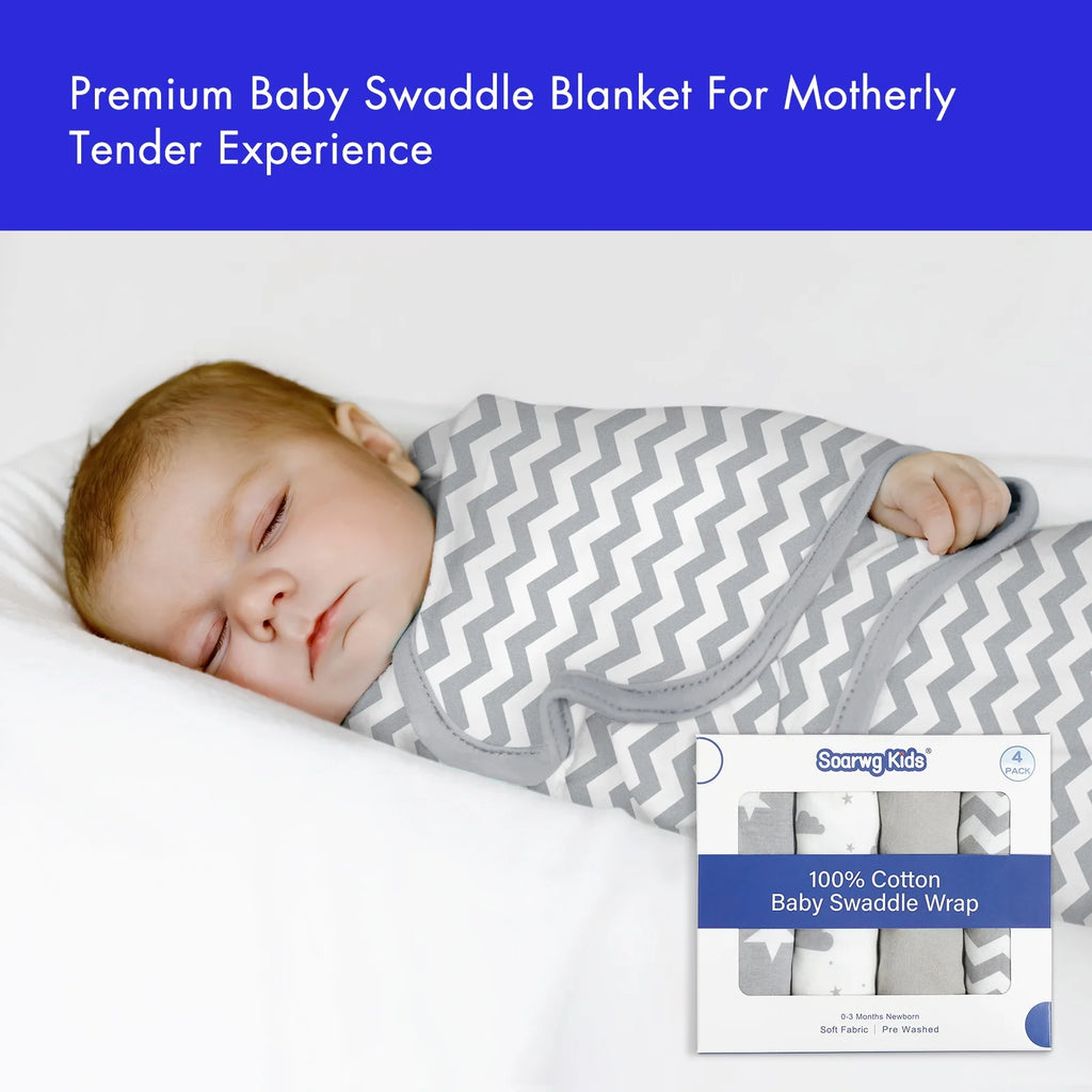 Organic Cotton Swaddle Blankets 4-Pack N416