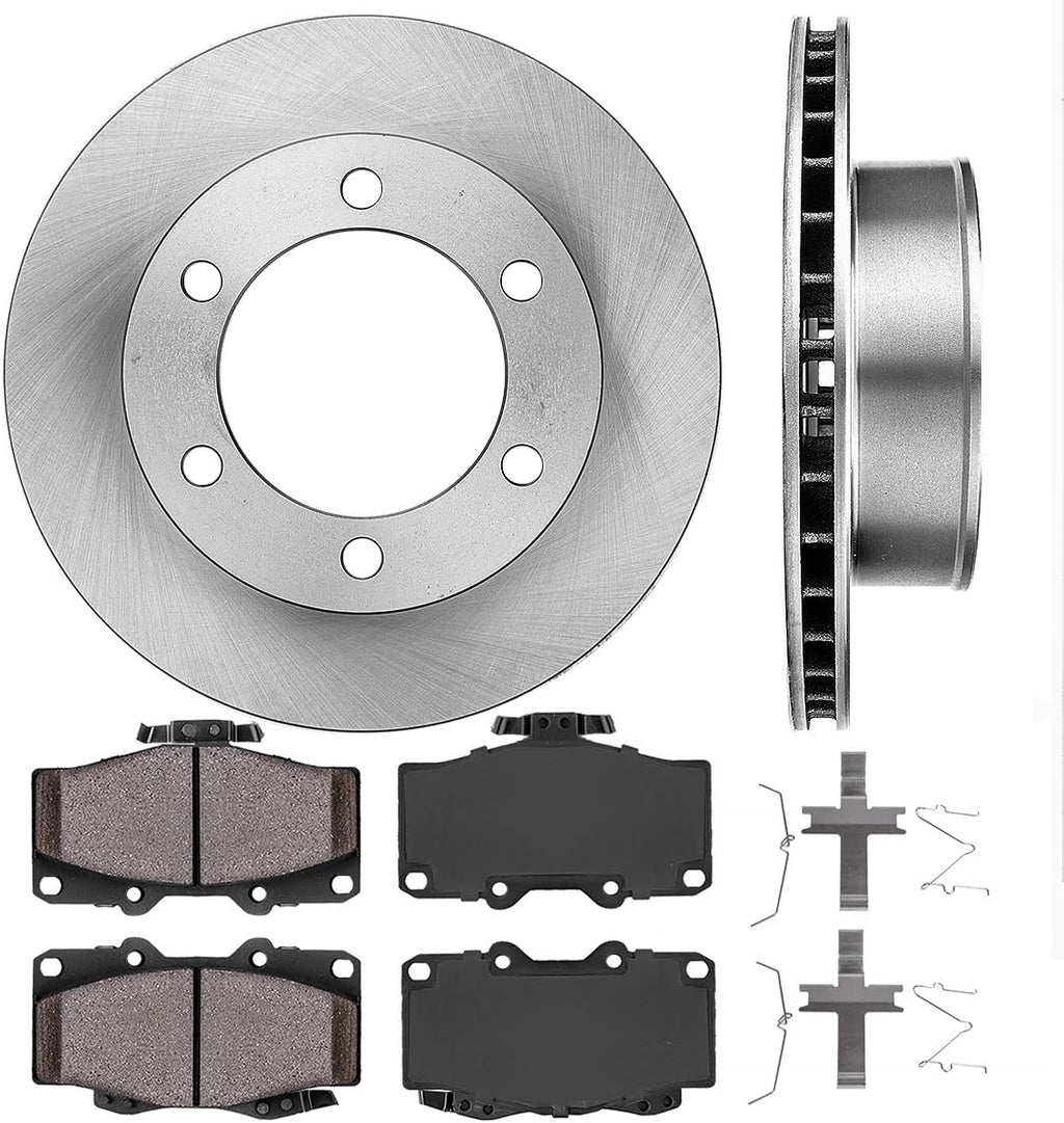 Premium 6 Lug Brake Rotors + Ceramic Brake Pads + Clips P585121