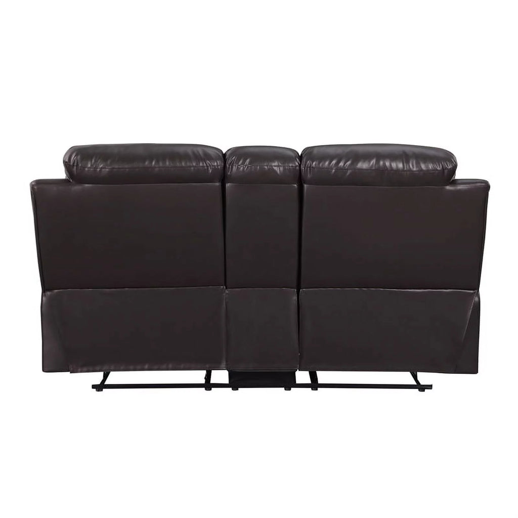 Brown 2-Piece Leather Sofa with Console Loveseat S26727