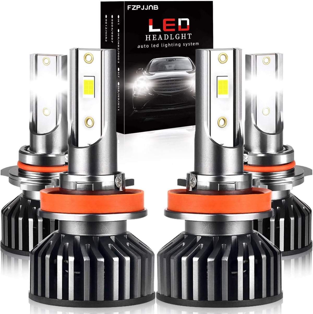 9005 High Beam + H11 Low Beam LED Headlight Bulbs Conversion Kits, 6000K Cool White, Pack of 4 O44039