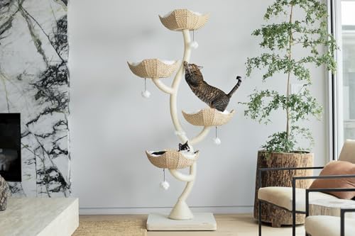 73" Tall Modern Cat Tree Scratching Tower B9948