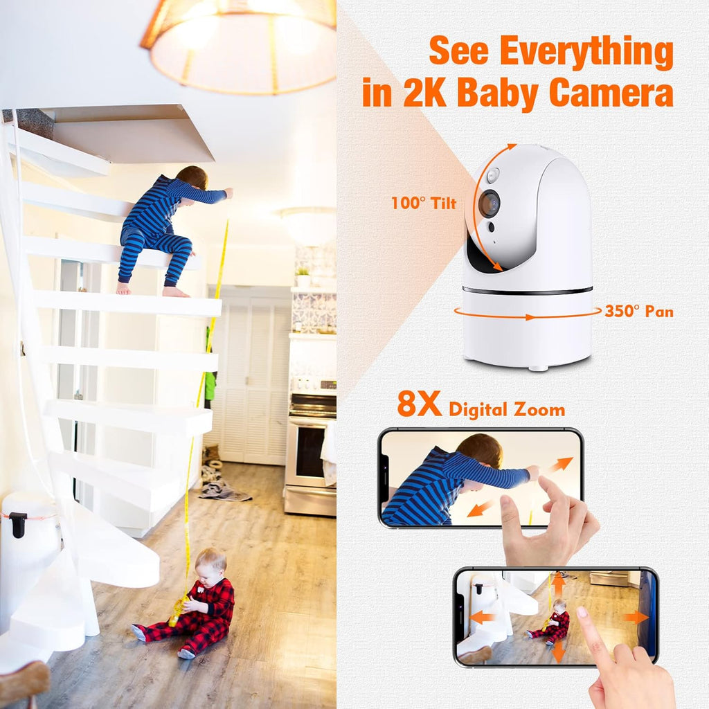 2K Indoor Baby Monitor Camera with Motion Detection, Two-Way Audio, IR Night Vision, Pack of 2 G91704