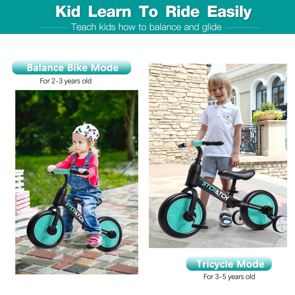 4 in 1 Toddlers Balance Bike with Pedals and Training Wheels E28145
