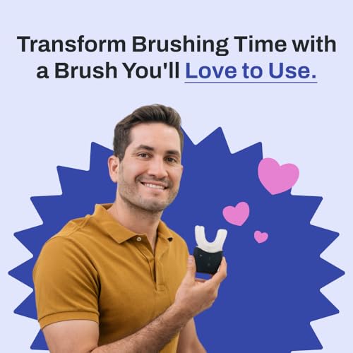 U Shaped Electric Toothbrush with 360° Nylon Bristles, 3 Cleaning Modes, Rechargeable, Waterproof, Black Y117