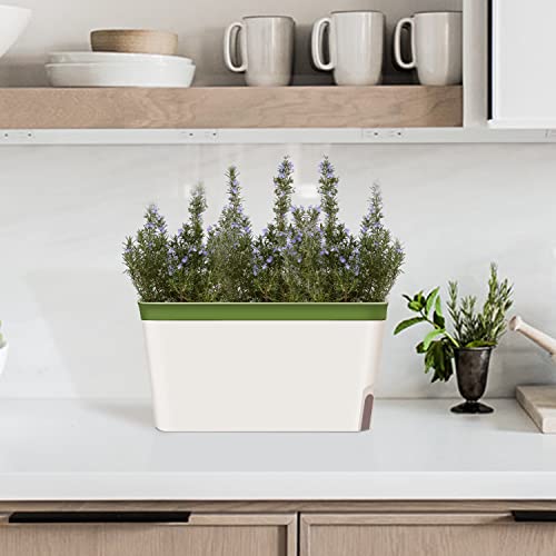 Self Watering Planter Pots Window Box Set of 6 Green E527