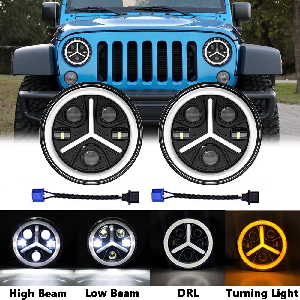90-97 Mazda Miata MX5 Pair Full LED Headlight Halo Angel Eye White DRL Amber Turn High Low Beam Pack of 2 A788043