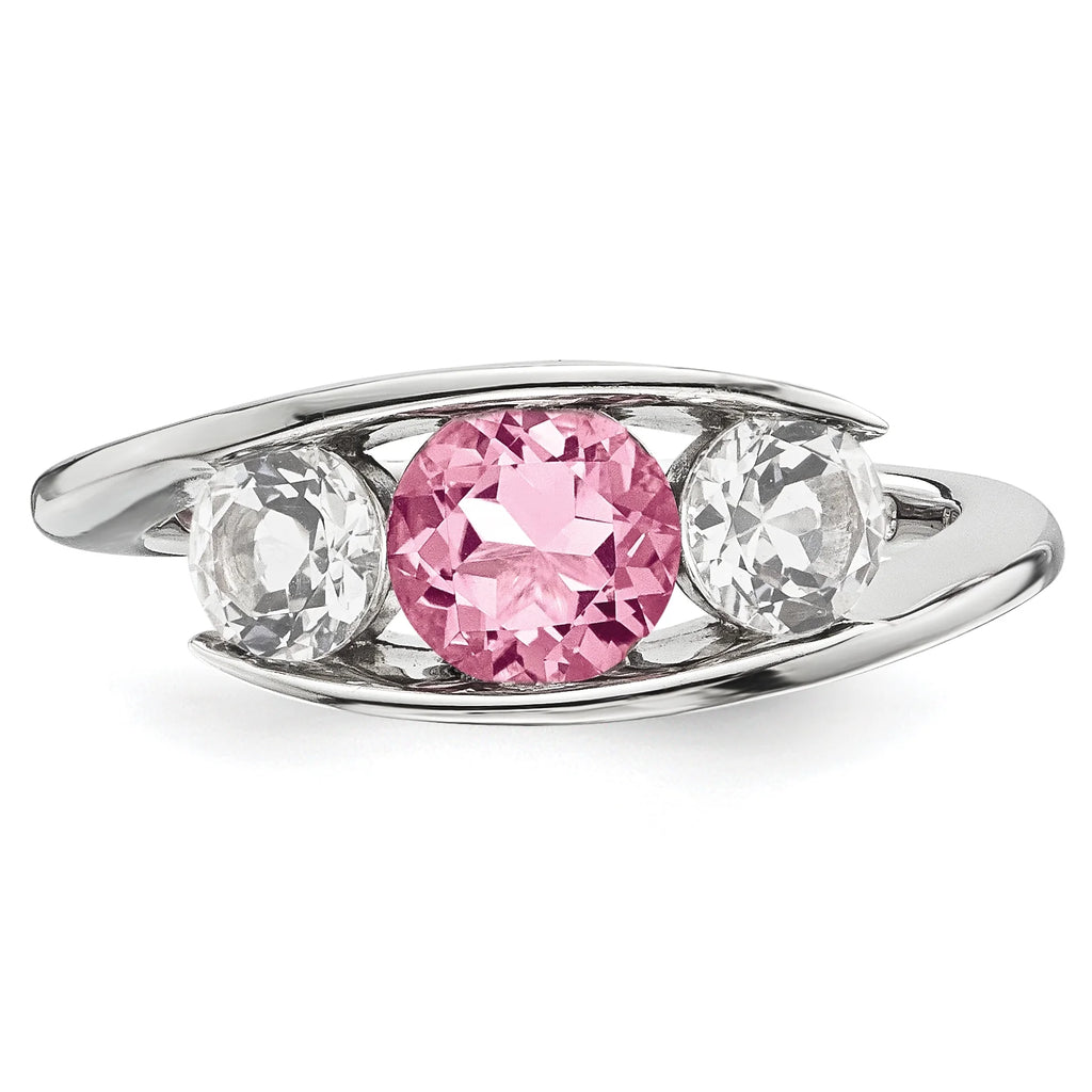 Clear/Pink Swarovski Topaz Ring Size 6 B13213