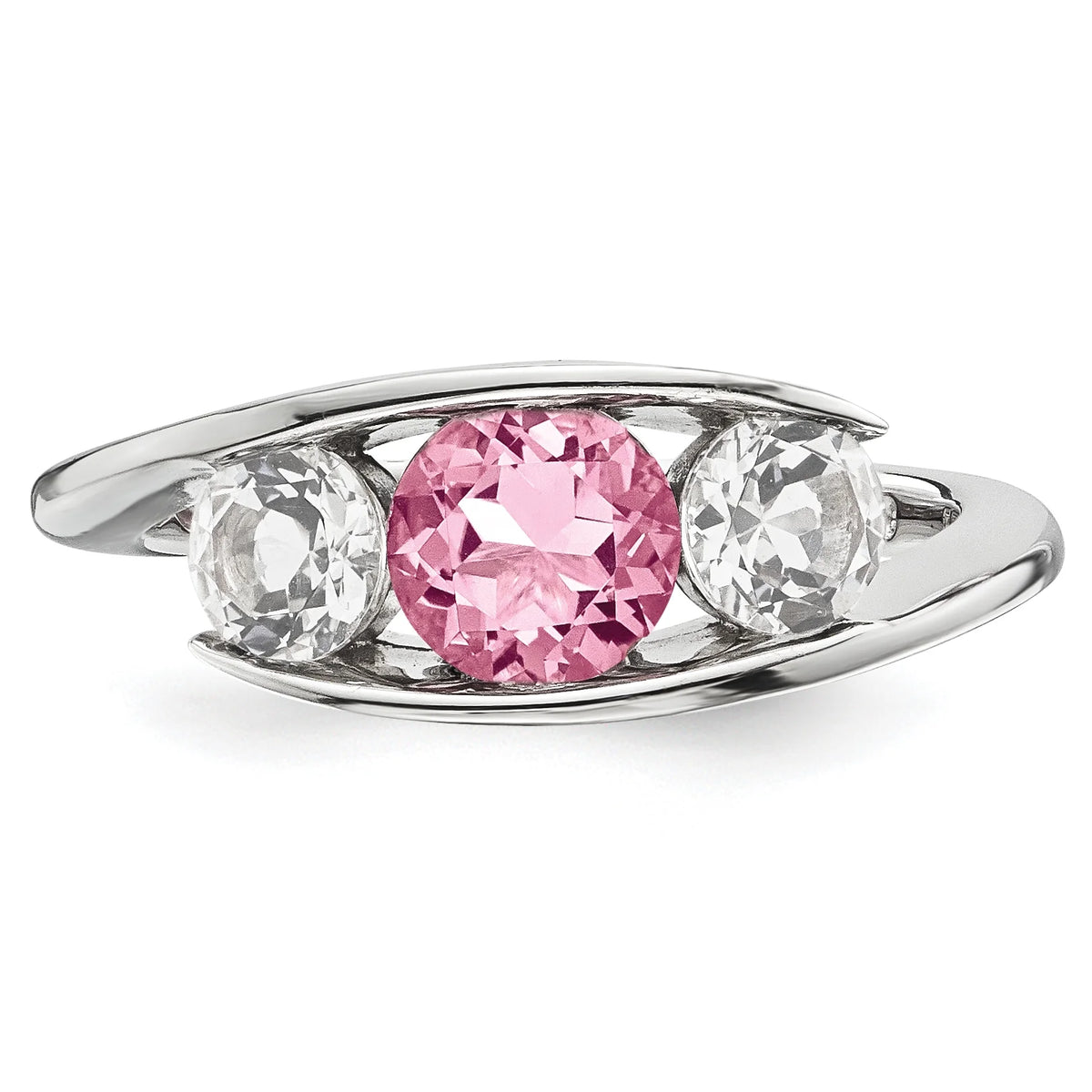 Clear/Pink Swarovski Topaz Ring Size 6 B13213