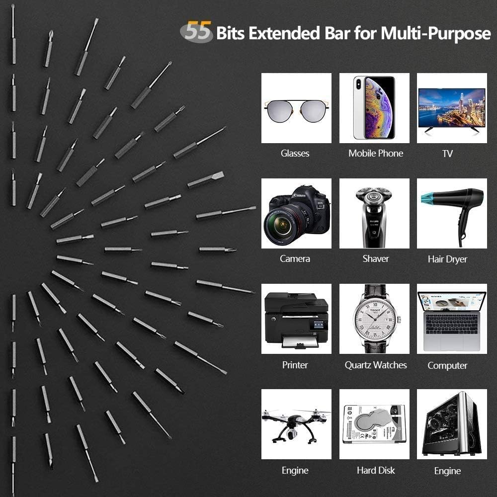 Mini Electric Precision Screwdriver with 55 Driver Bits Z238