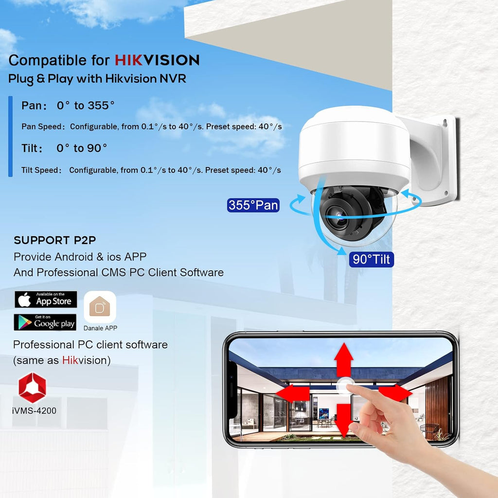8MP PTZ PoE IP Dome Camera with Built-in Mic U350874
