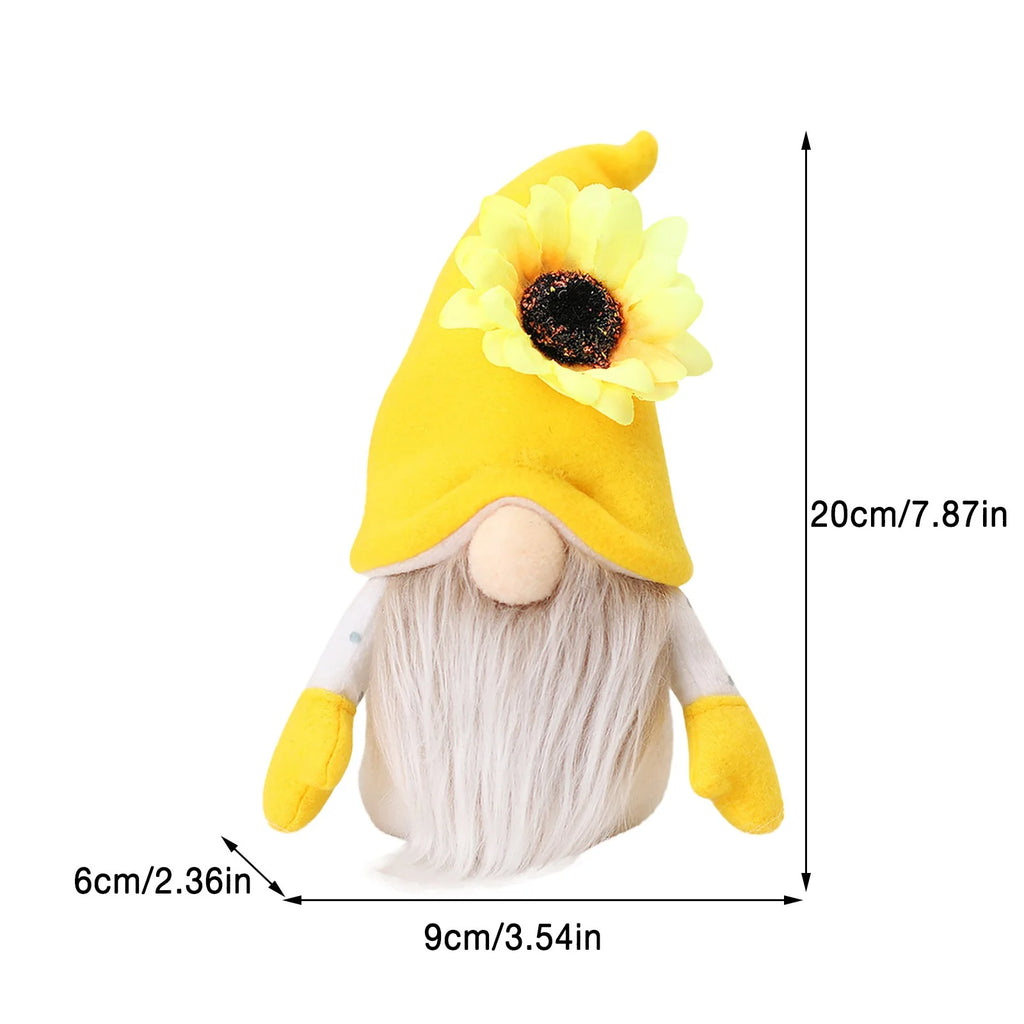 2Pc Faceless Dwarf Ornaments Rabbit Plush Doll Bee Festival Cartoon Sitting Posture Facing Sunflower H45941